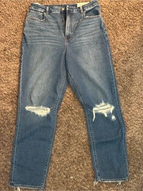 American Eagle Outfitters Medium Blue Distressed Mom Jeans